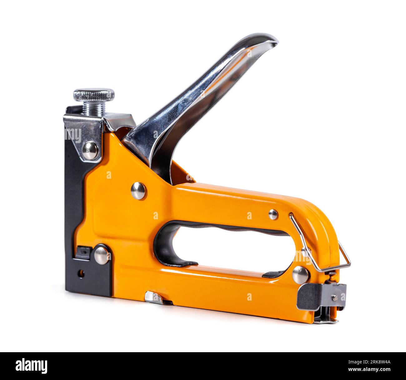 Industrial stapler for driving staples on a white background Stock