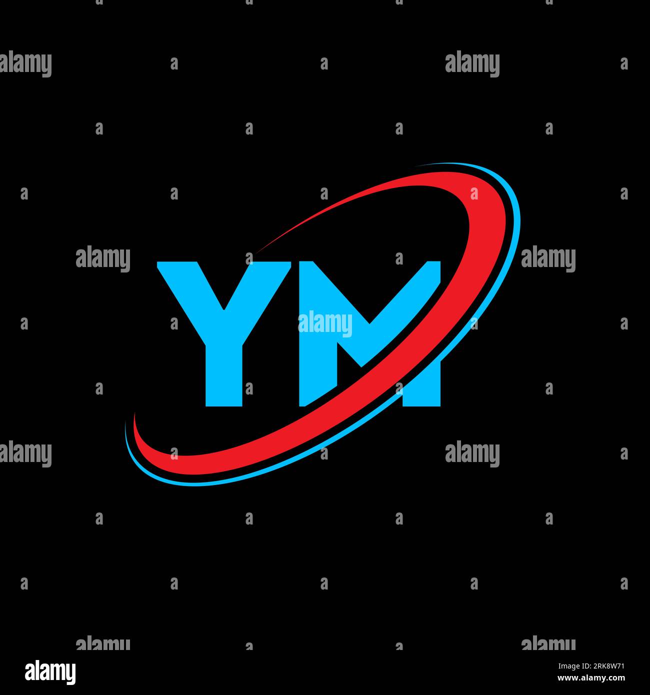 YM Y M letter logo design. Initial letter YM linked circle uppercase ...