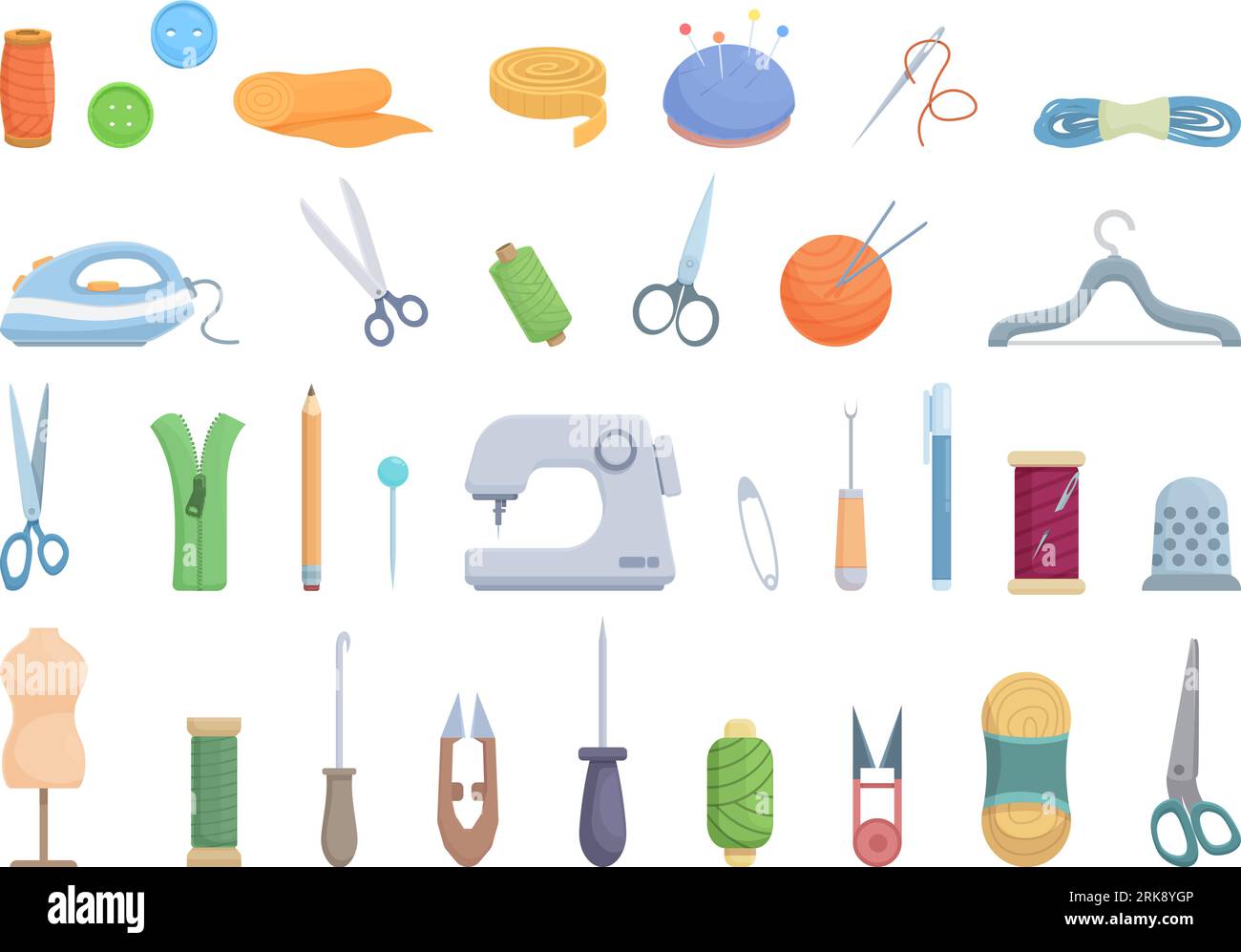Needlework icons set cartoon vector sewing machine hi-res stock ...