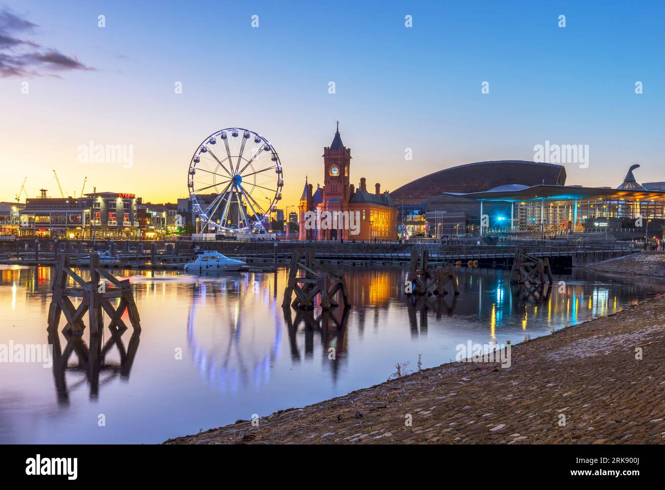 Cardiff Bay In The Sunshine, In the background the Wales Mi…