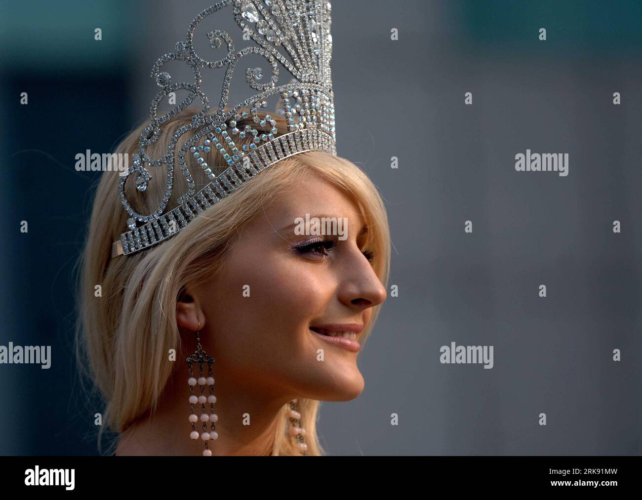Miss Romania Diana Irina Boanca celebrates after winning the 35th