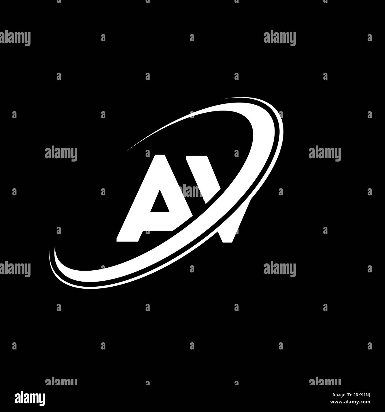 AV A V letter logo design. Initial letter AV linked circle uppercase monogram logo red and blue. AV logo, A V design. av, a v Stock Vector