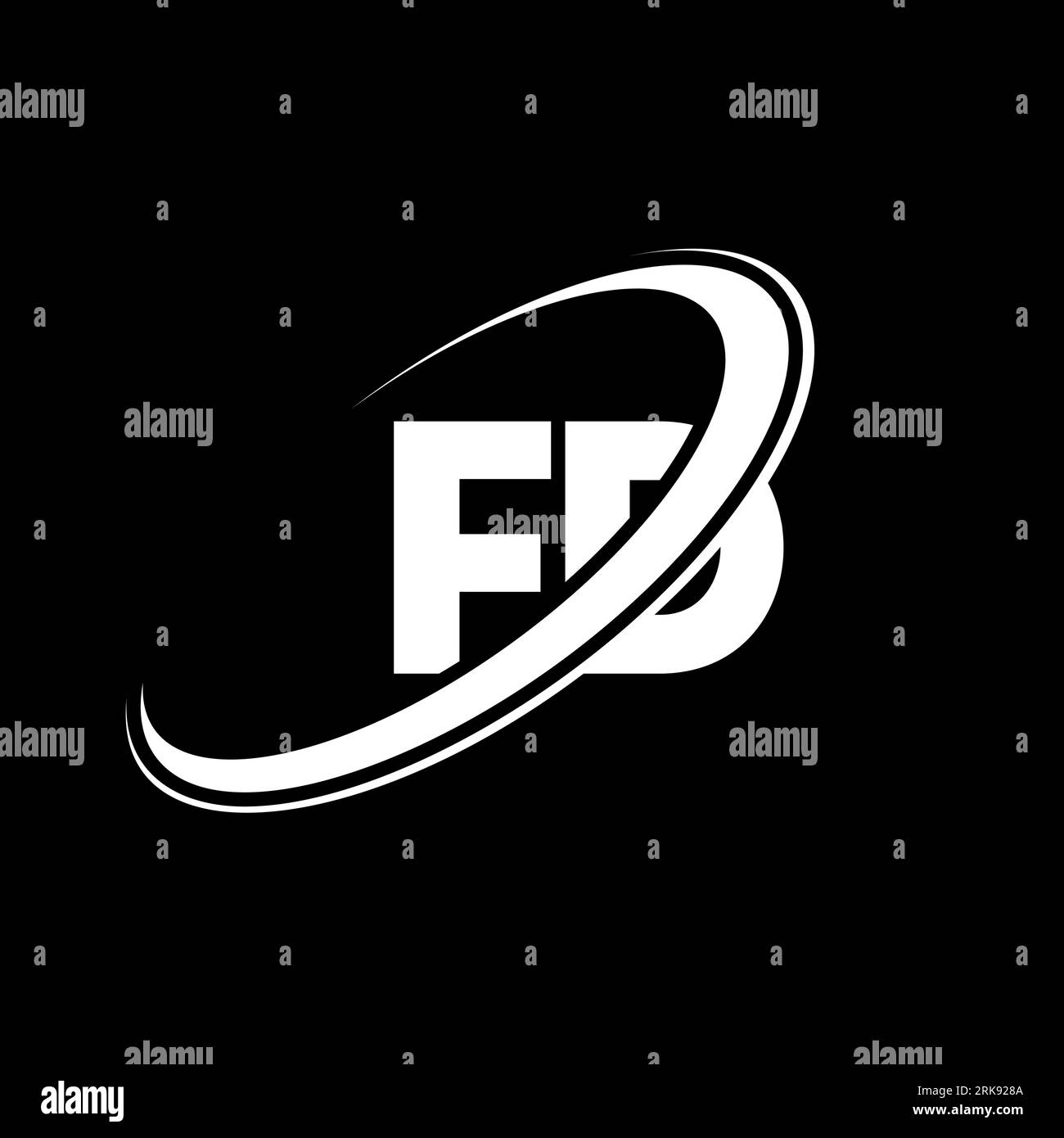 FD F D letter logo design. Initial letter FD linked circle uppercase