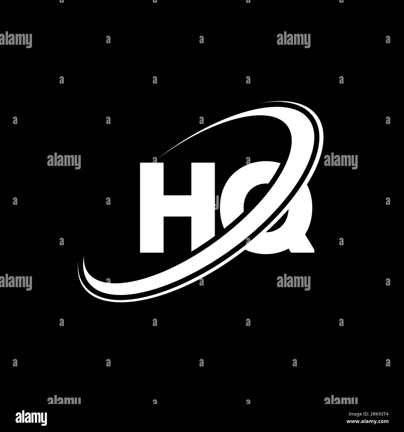 HQ H Q letter logo design. Initial letter HQ linked circle uppercase monogram logo white. HQ logo, H Q design. hq, h q Stock Vector