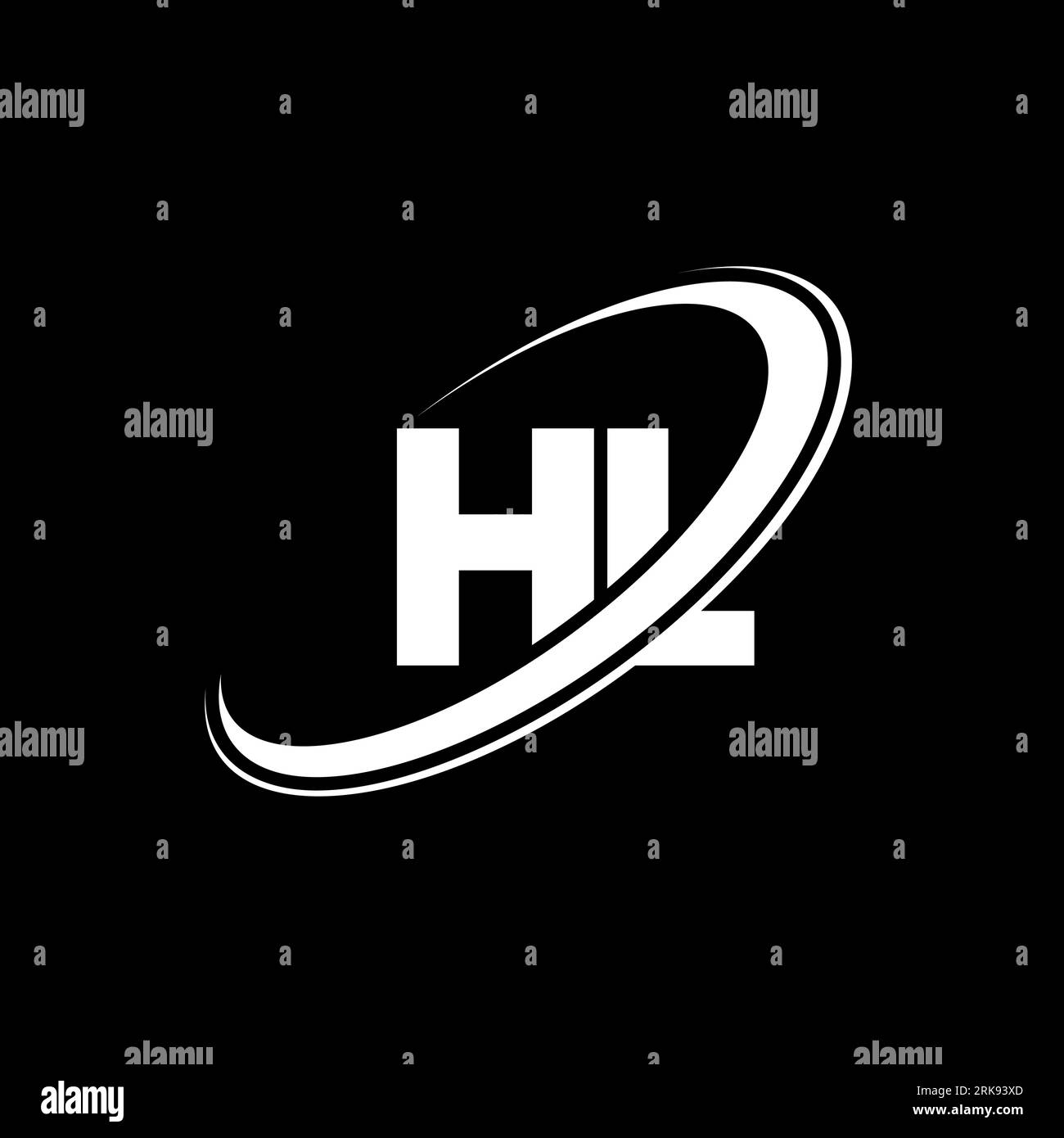 HL H L letter logo design. Initial letter HL linked circle uppercase ...