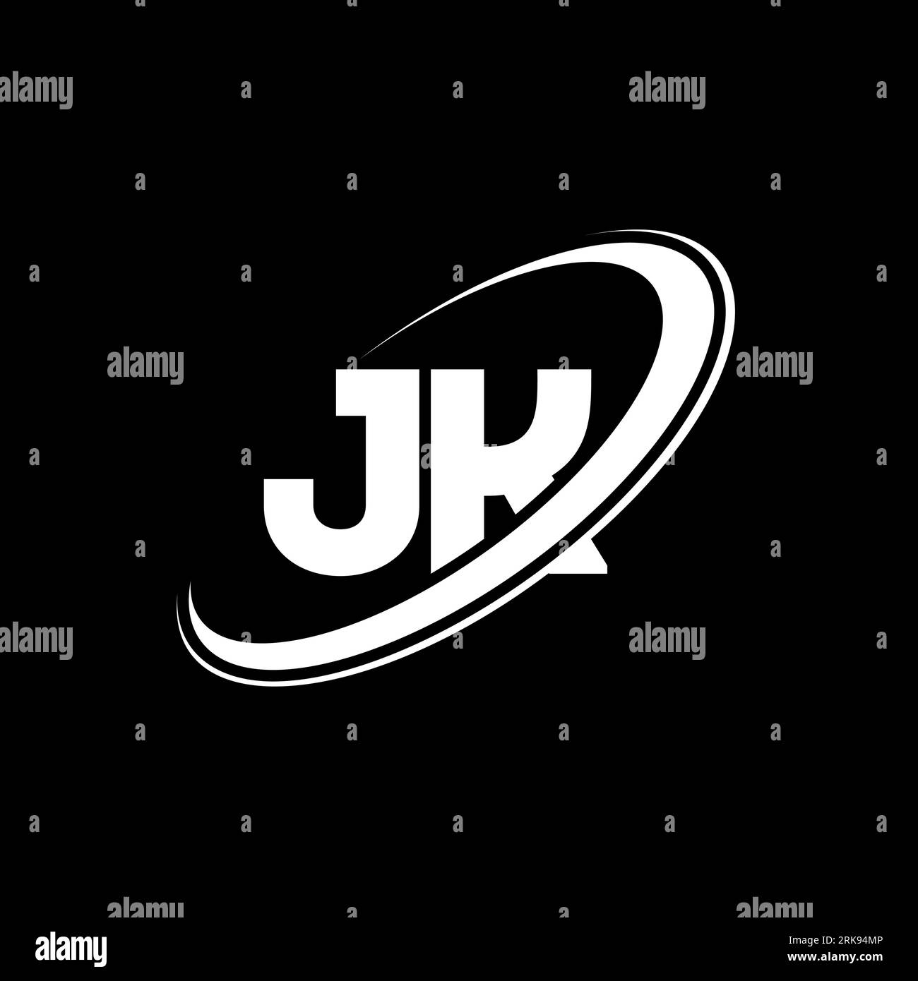 JK J K letter logo design. Initial letter JK linked circle uppercase