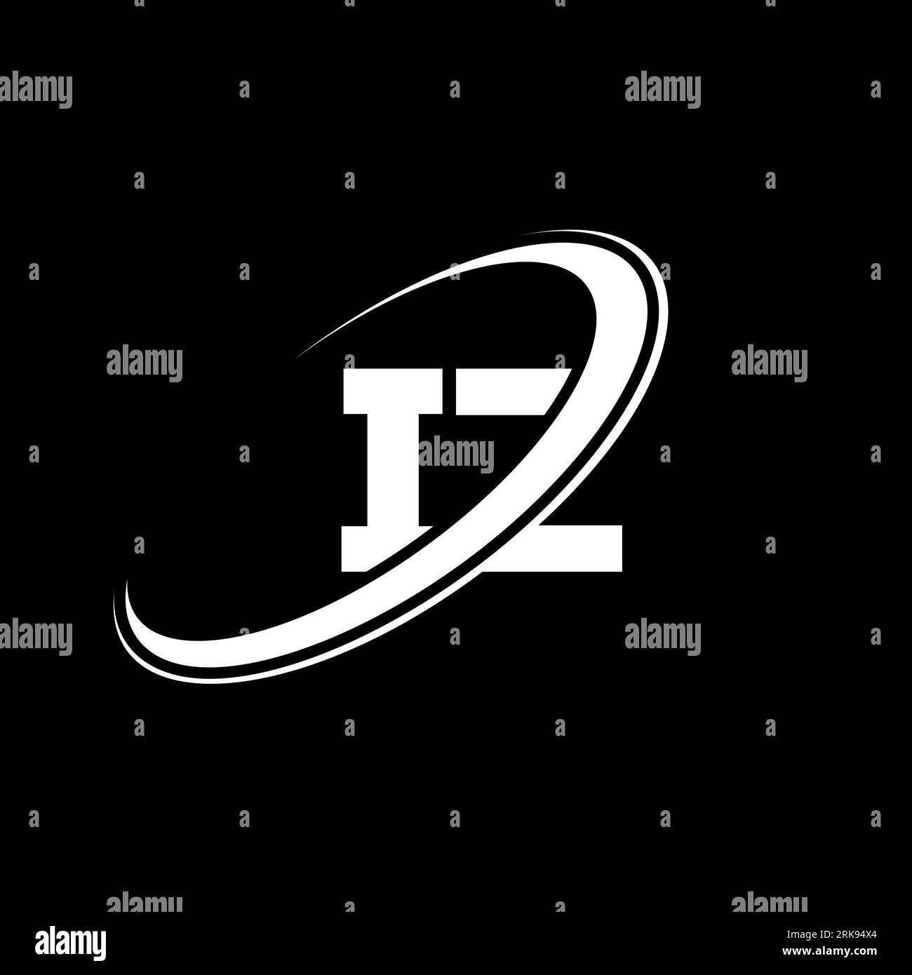 IZ I Z letter logo design. Initial letter IZ linked circle uppercase