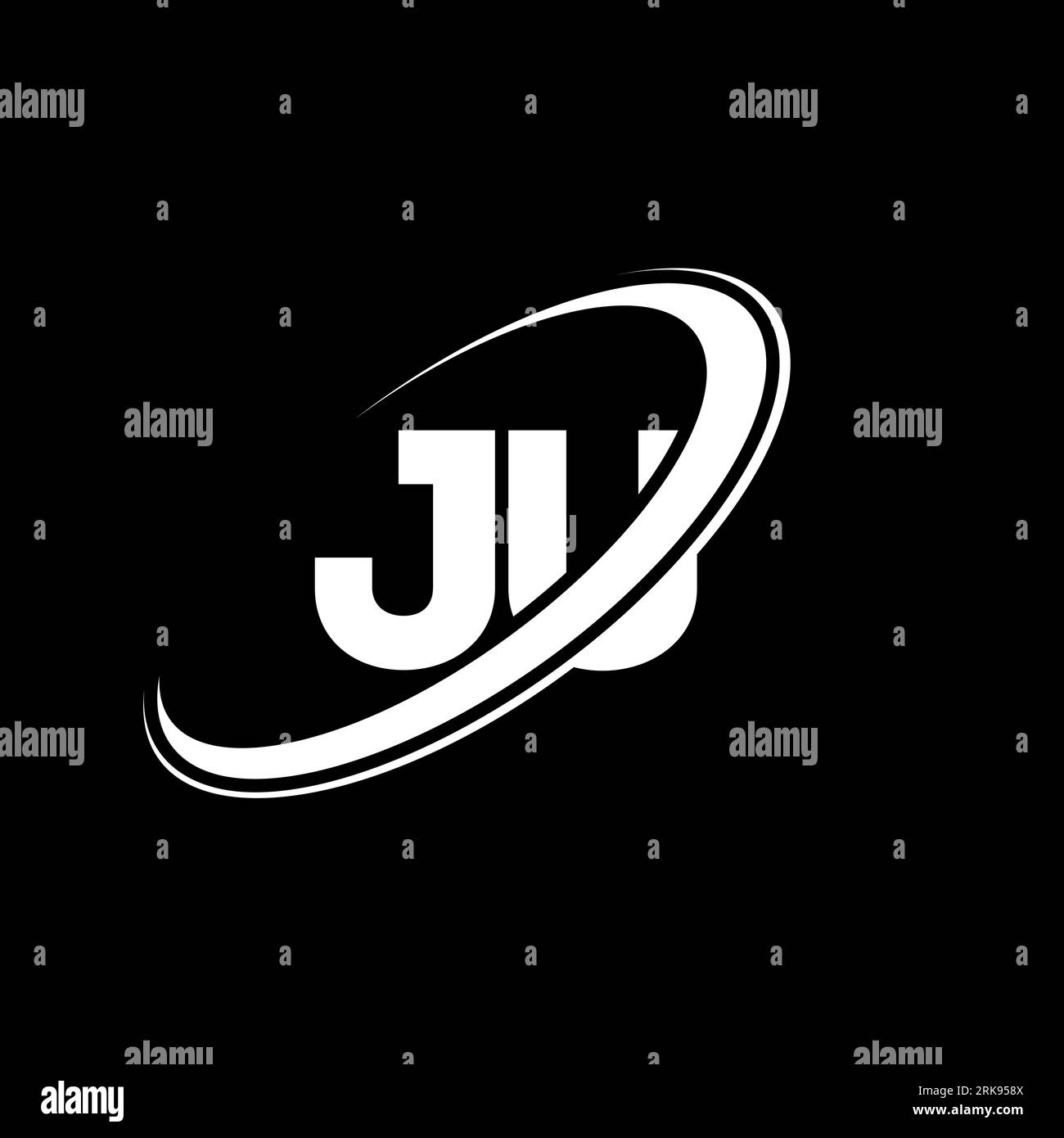 JU J U letter logo design. Initial letter JU linked circle uppercase monogram logo red and blue. JU logo, J U design. ju, j u Stock Vector