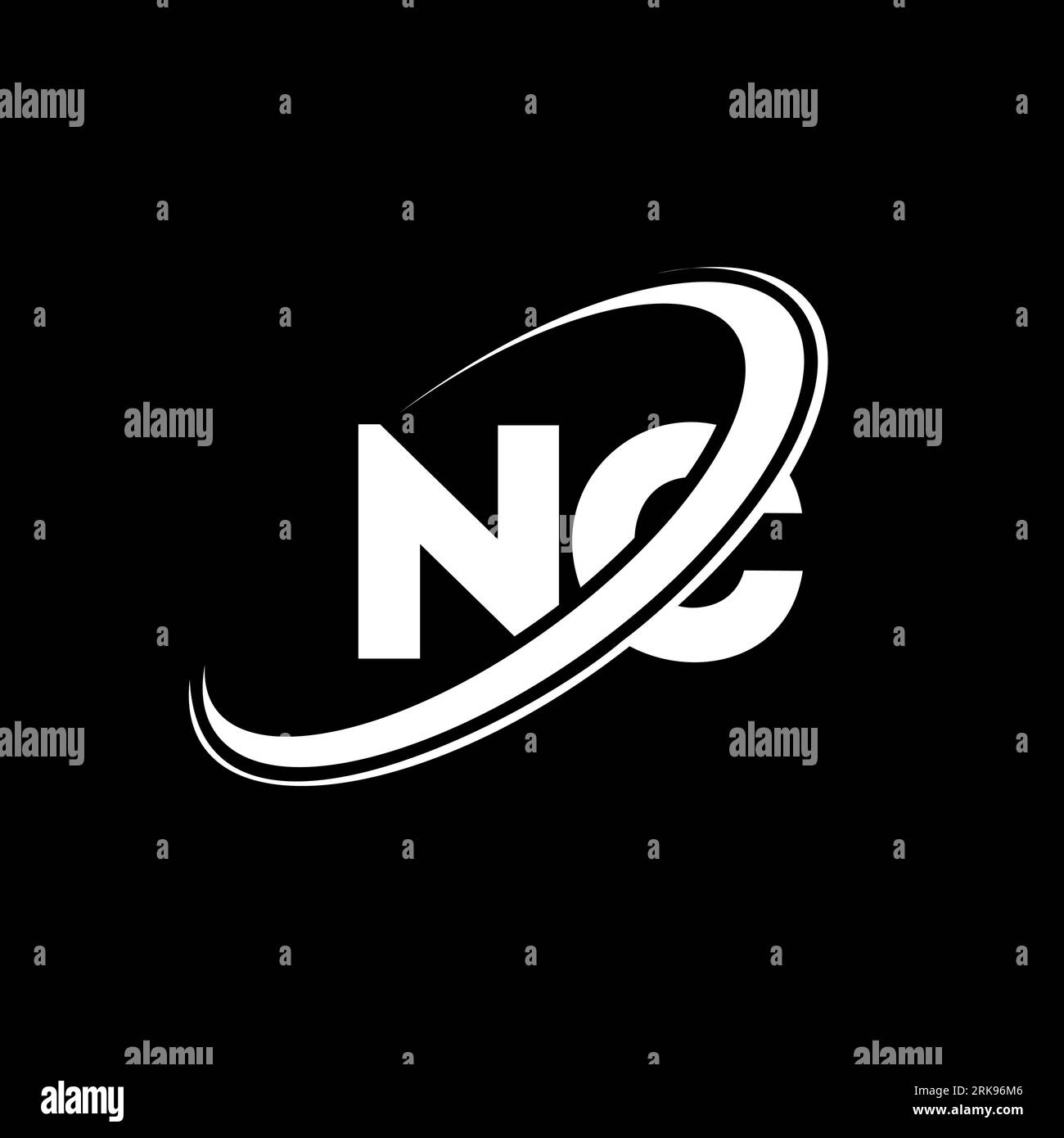 NC N C letter logo design. Initial letter NC linked circle uppercase ...