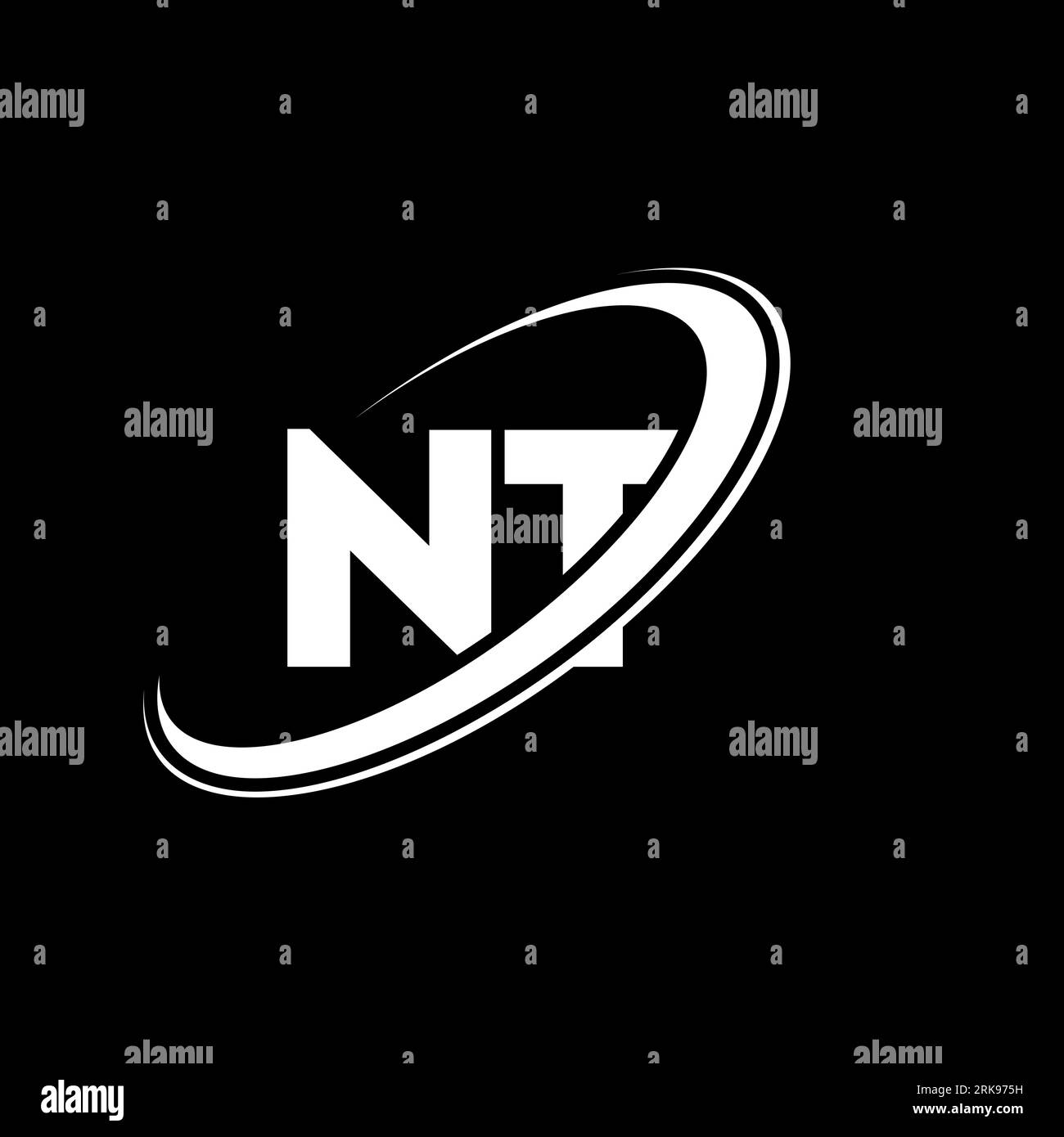 NT N T letter logo design. Initial letter NT linked circle uppercase ...