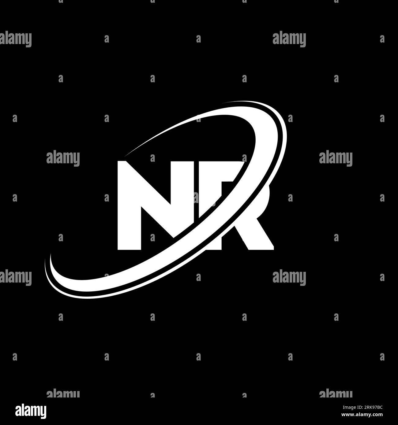 NR N R letter logo design. Initial letter NR linked circle uppercase ...