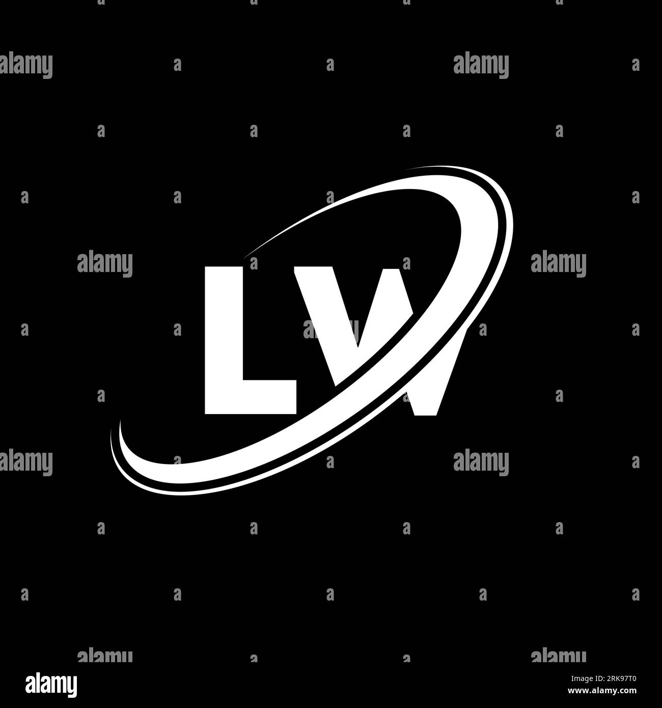 LW L W letter logo design. Initial letter LW linked circle uppercase ...