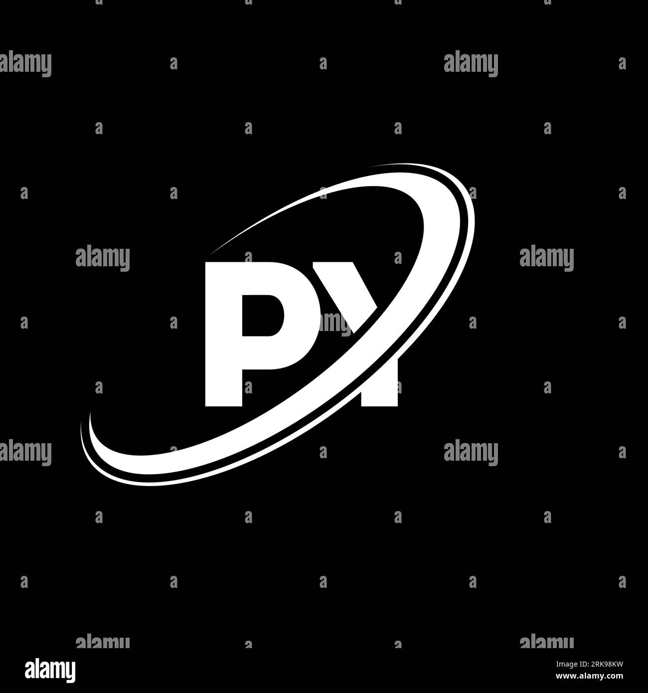 PY logo. P Y design. White PY letter. PY/P Y letter logo design. Initial letter PY linked circle uppercase monogram logo. Stock Vector