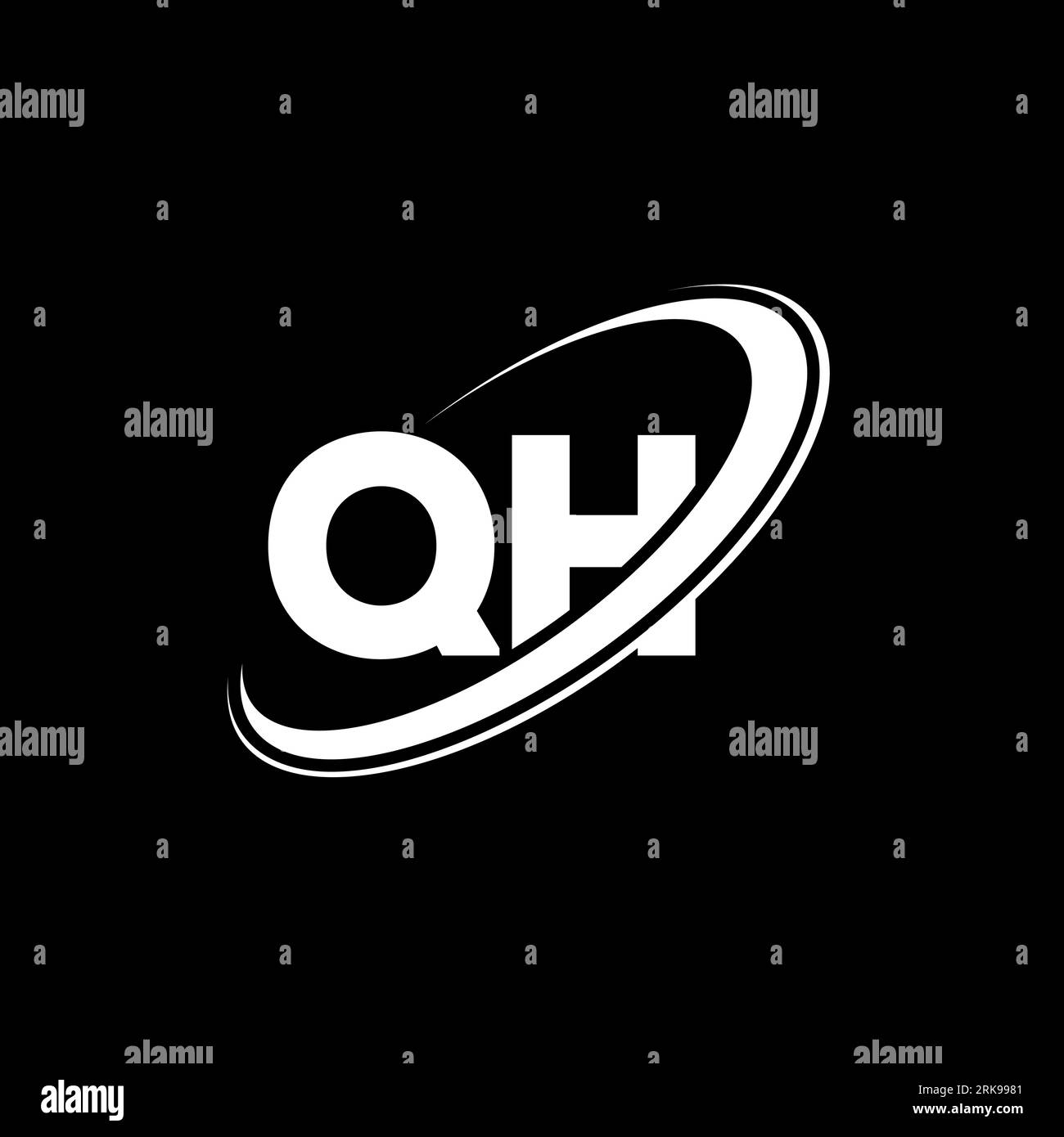 QH logo. Q H design. White QH letter. QH/Q H letter logo design