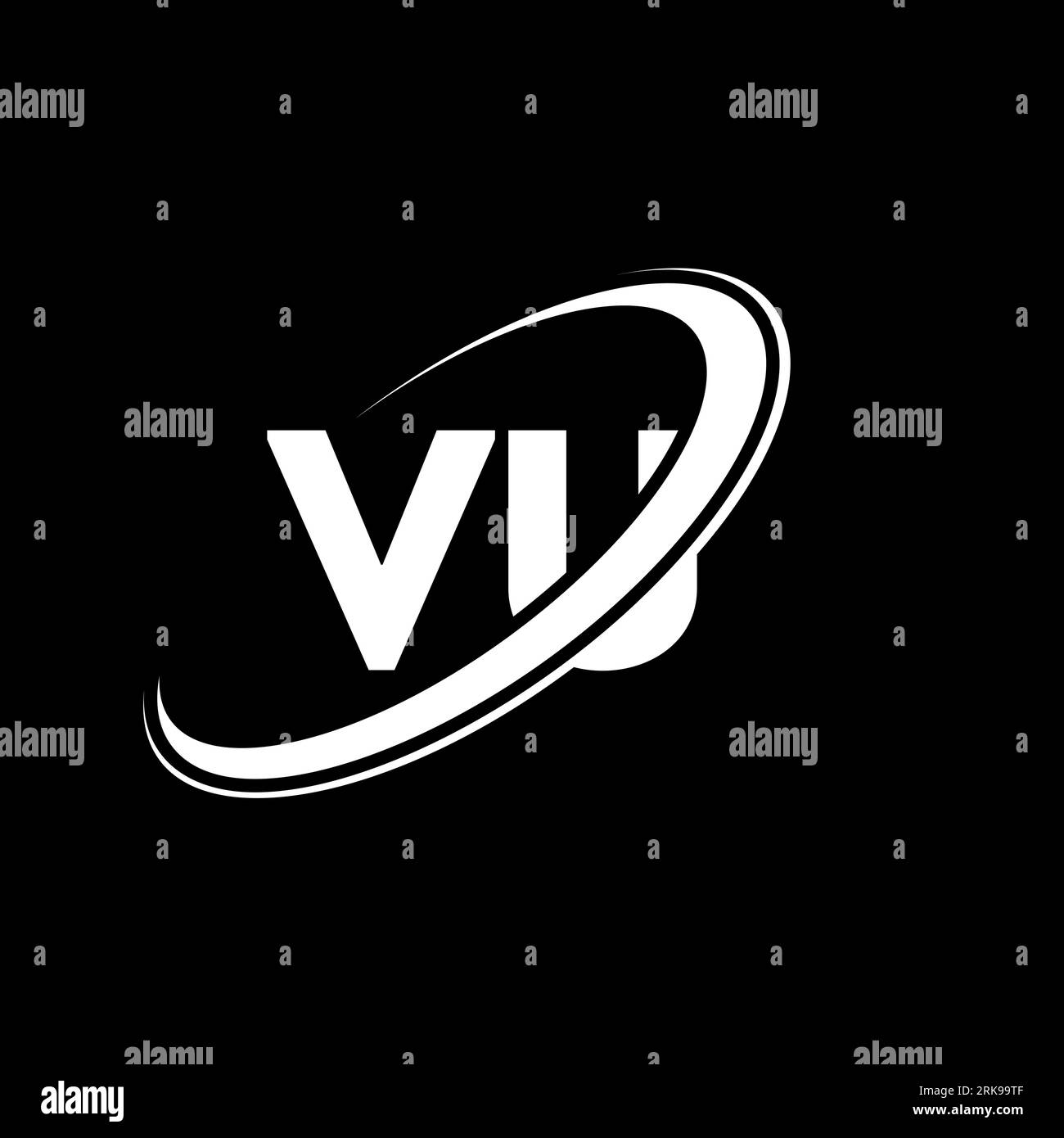 VU V U letter logo design. Initial letter VU linked circle uppercase ...
