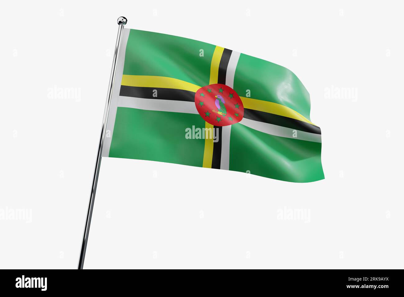 Dominica - waving fabric flag isolated on white background - 3D ...