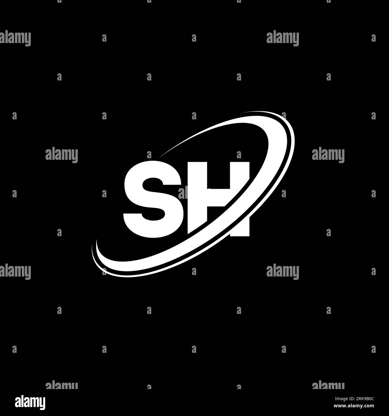 SH S H letter logo design. Initial letter SH linked circle uppercase ...