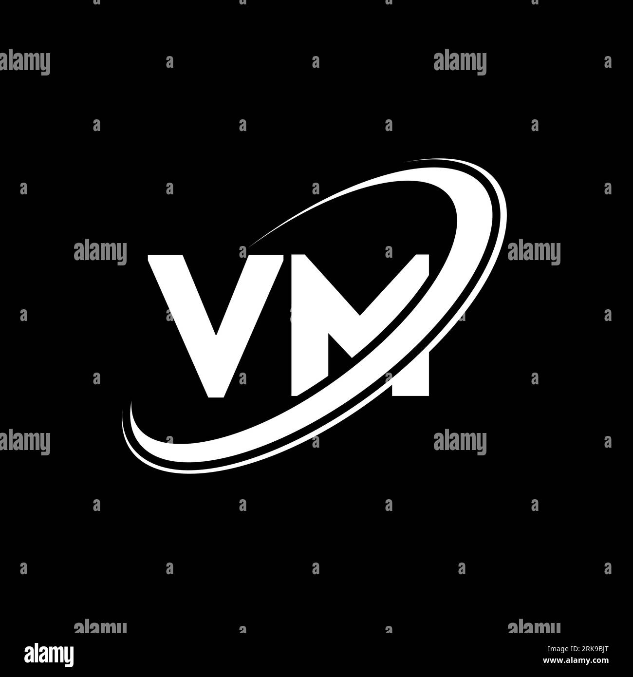 VM V M letter logo design. Initial letter VM linked circle uppercase monogram logo red and blue. VM logo, V M design. vm, v m Stock Vector