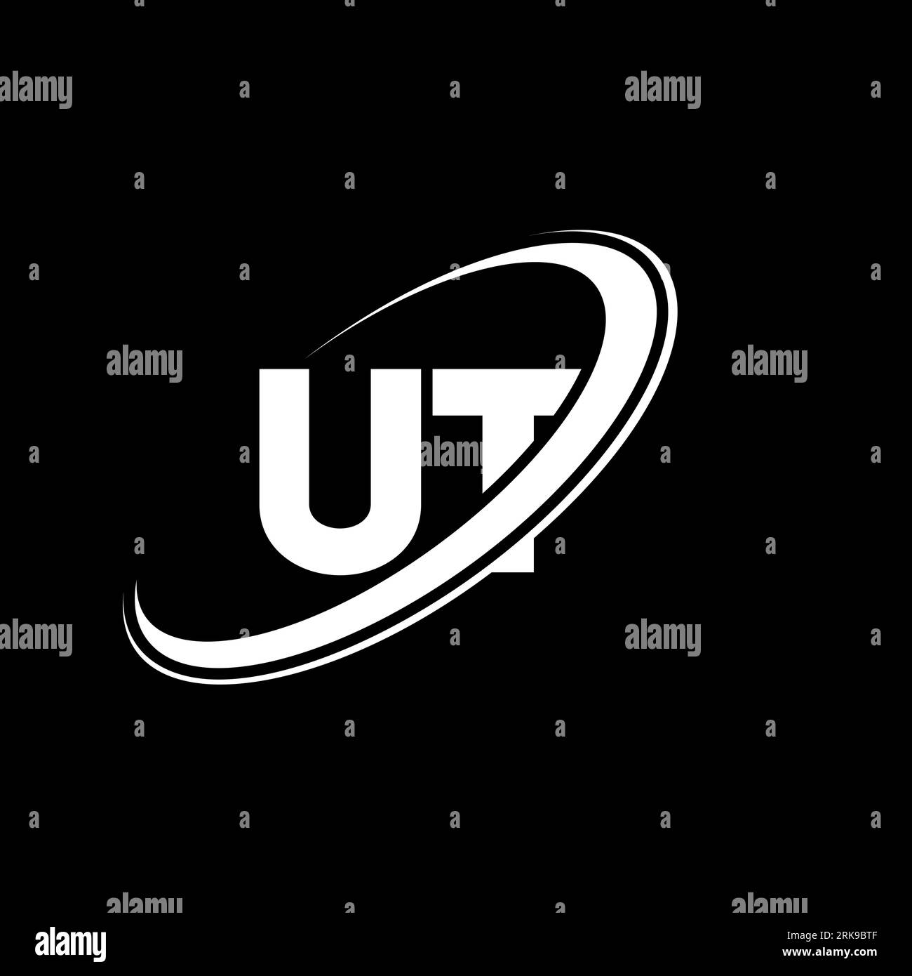 UT U T letter logo design. Initial letter UT linked circle uppercase ...