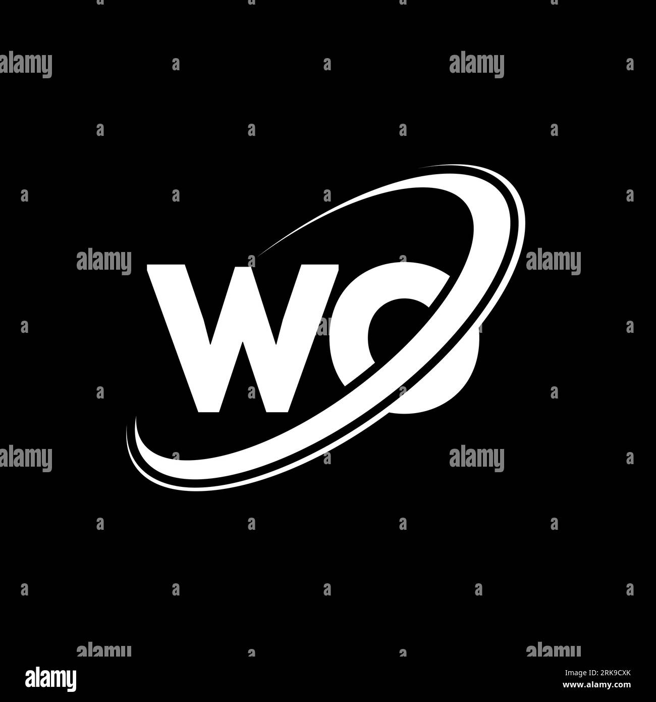 WO W O letter logo design. Initial letter WO linked circle uppercase ...