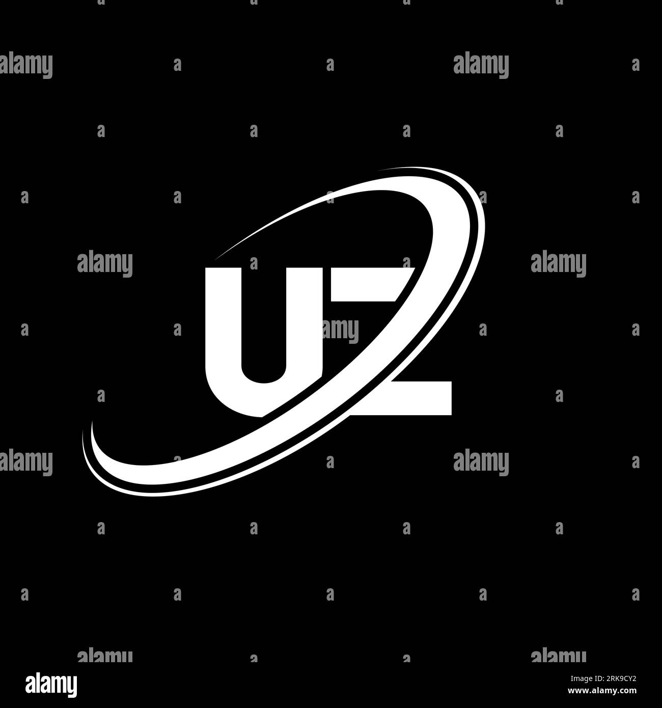 UZ U Z letter logo design. Initial letter UZ linked circle uppercase