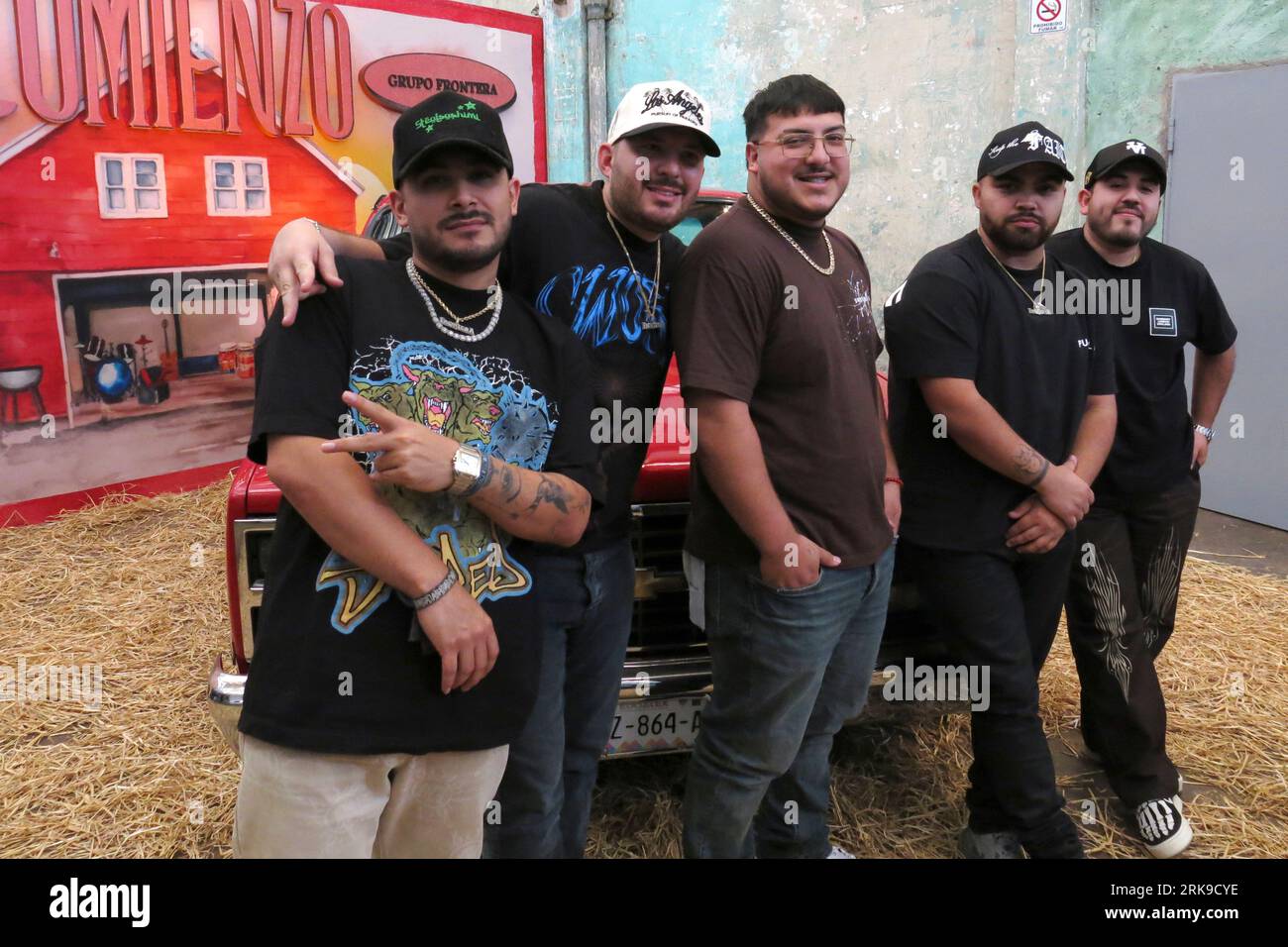 Members of Grupo Frontera pose during an interview in México City, Aug