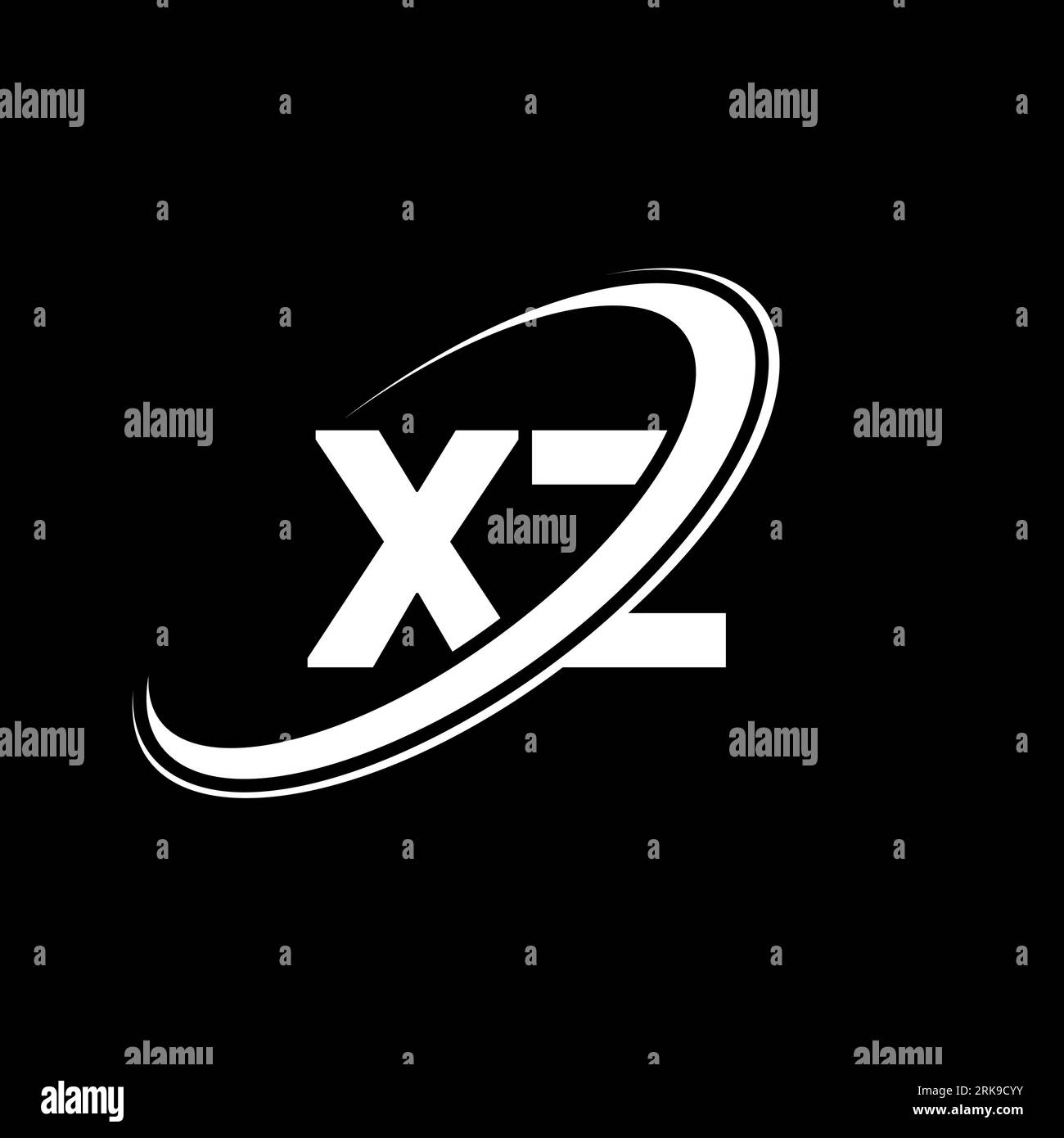 XZ X Z letter logo design. Initial letter XZ linked circle uppercase