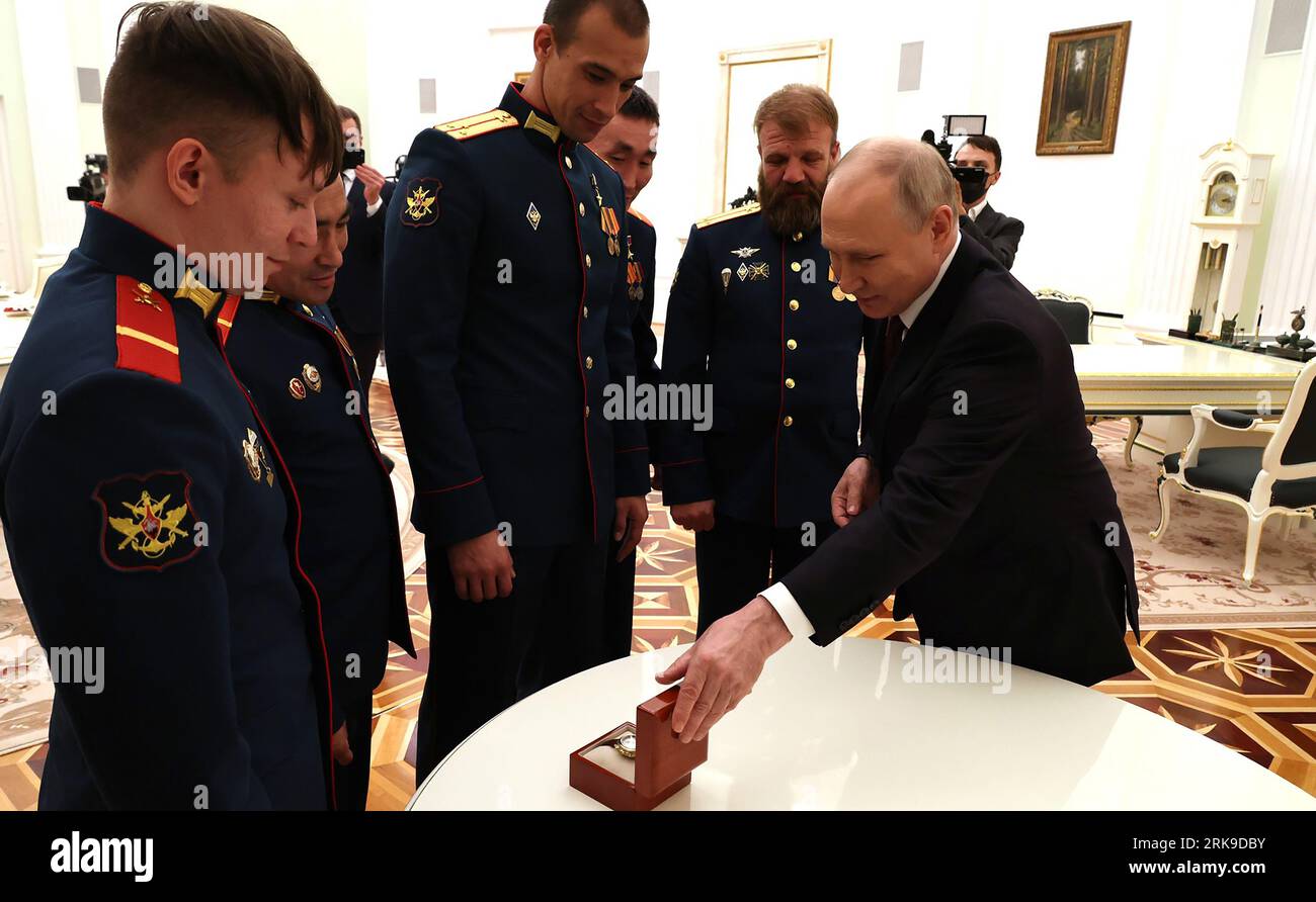 Moscow, Russia. 24th Aug, 2023. Russian President Vladimir Putin meets
