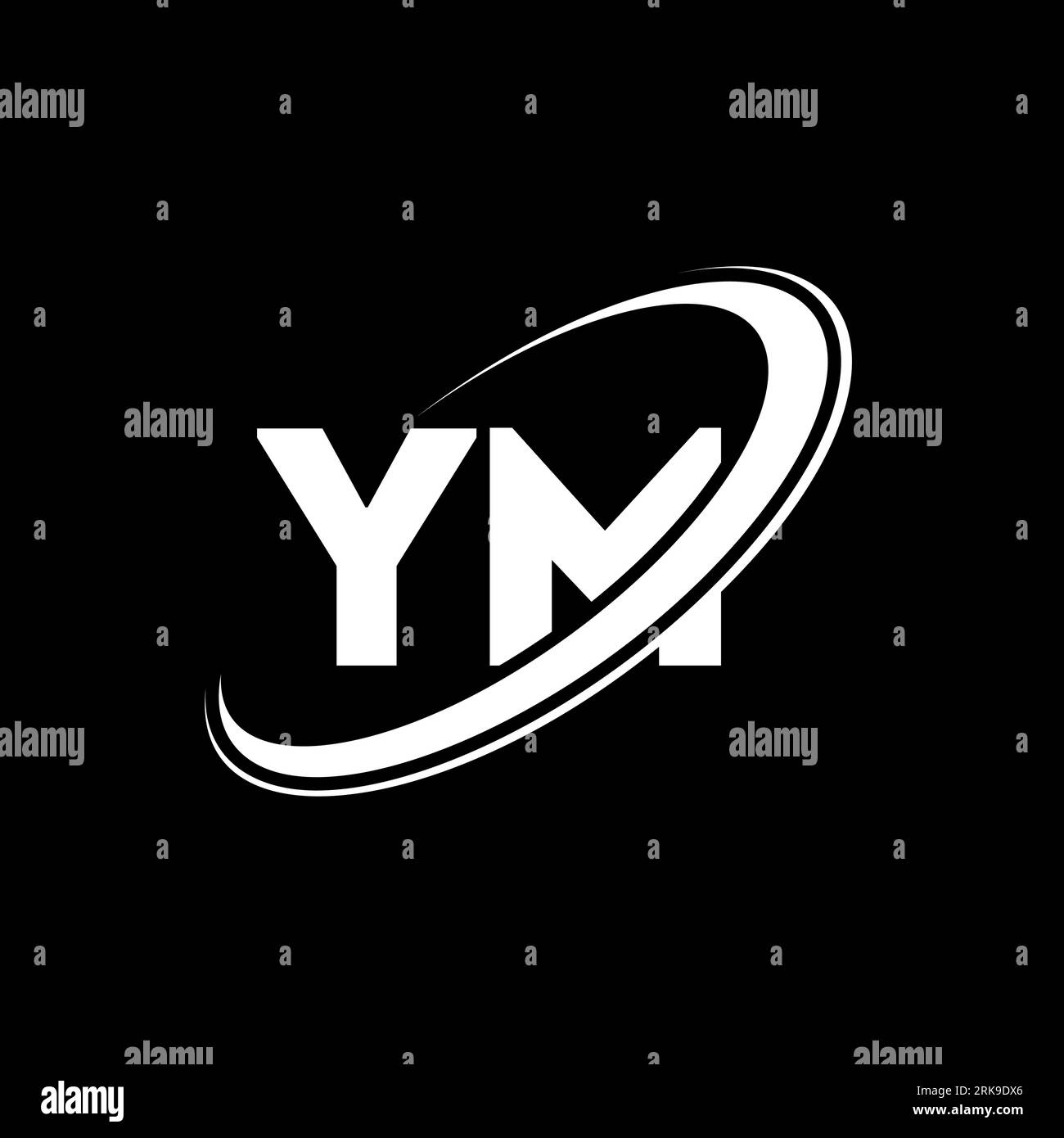 YM Y M letter logo design. Initial letter YM linked circle uppercase ...