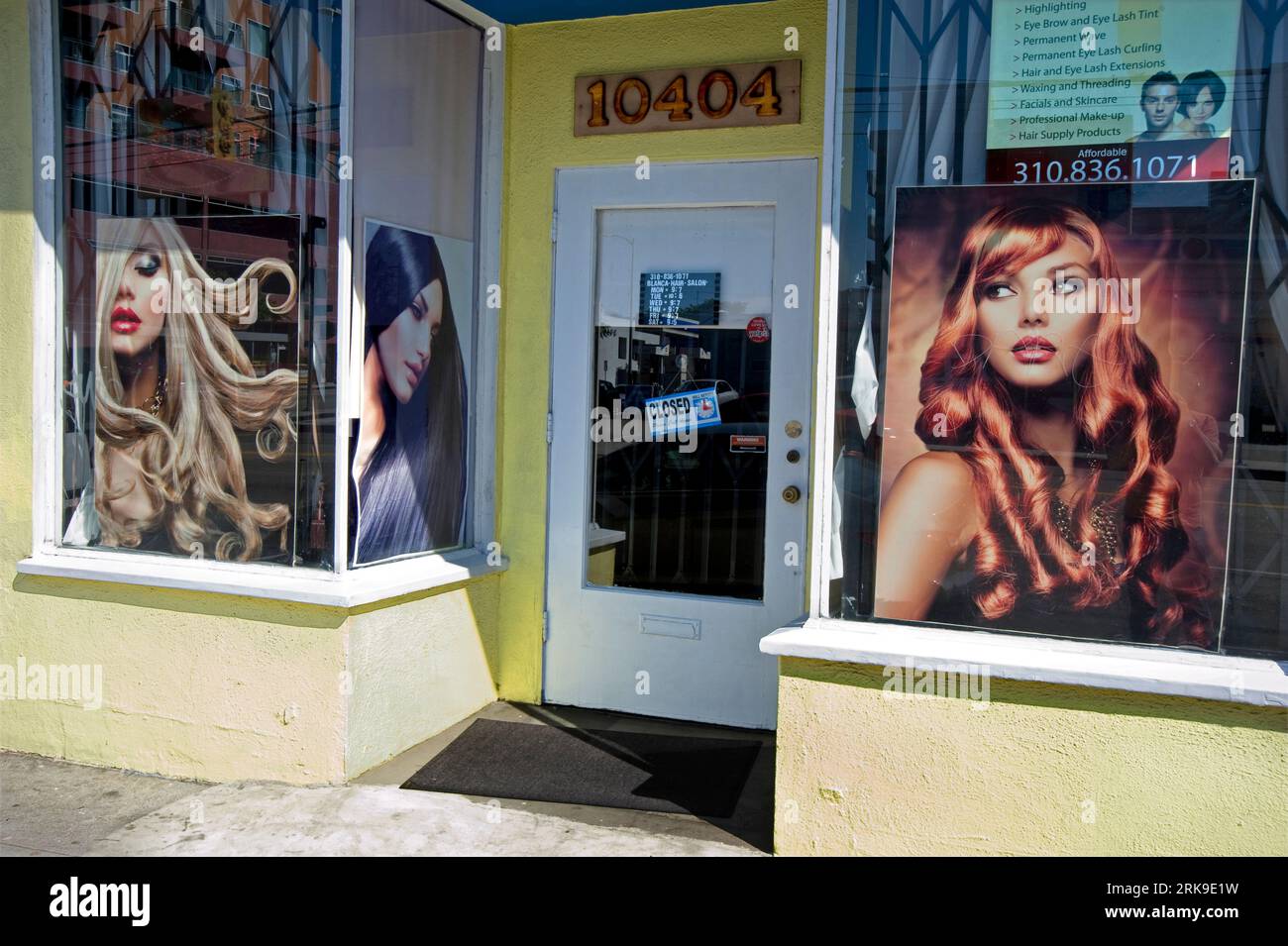 Exterior of hair salon in Los Angeles, CA Stock Photo