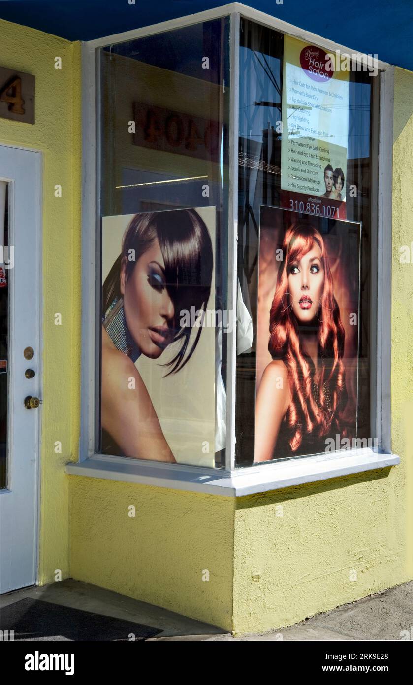 Exterior of hair salon in Los Angeles, CA Stock Photo