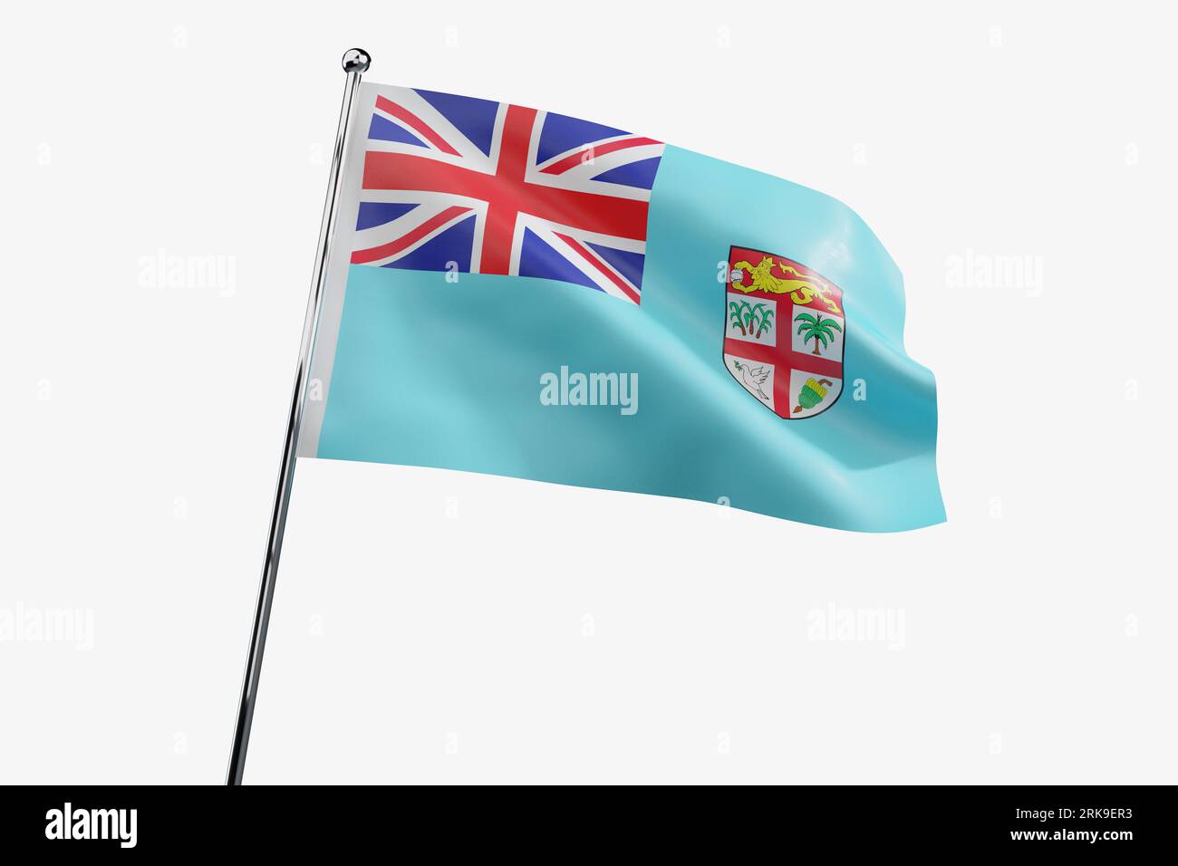 Fiji - waving fabric flag isolated on white background - 3D ...