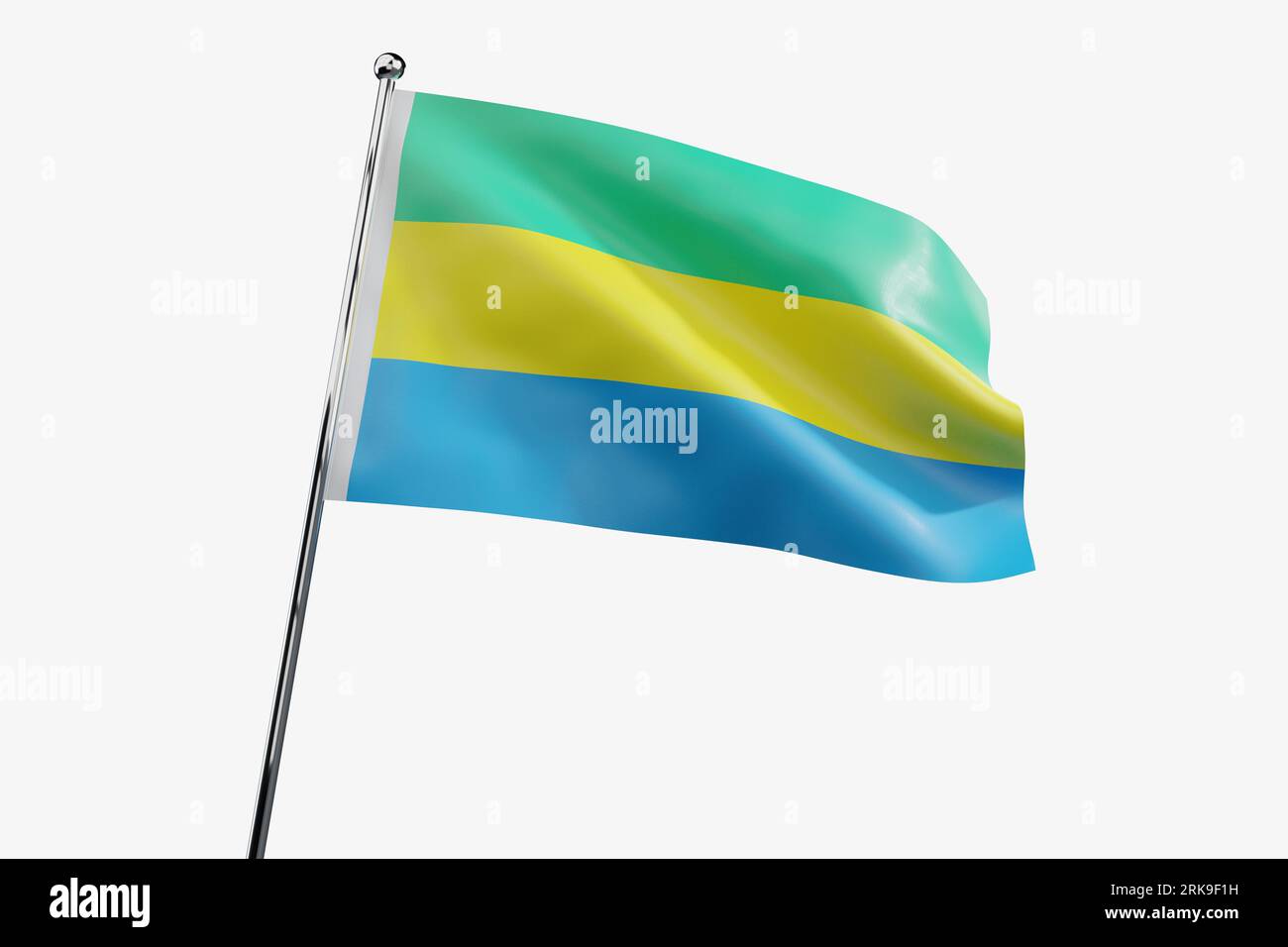Gabon - waving fabric flag isolated on white background - 3D ...