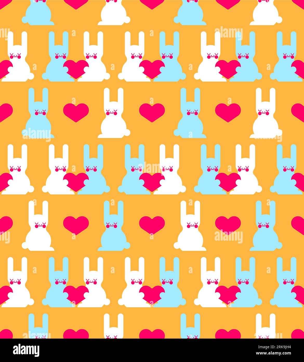 Cute rabbits and love pattern seamless. Hares and heart background ...