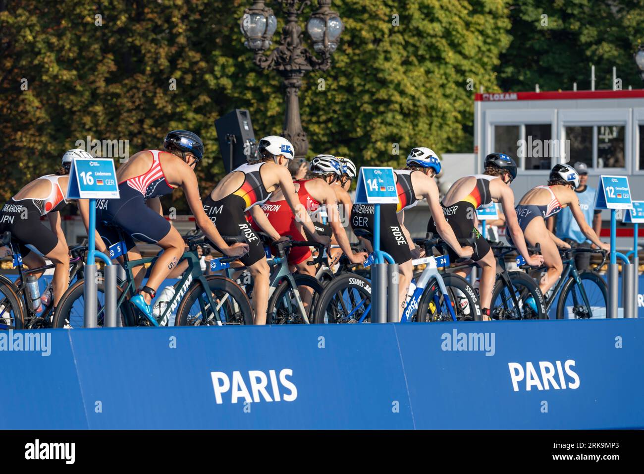 Paris, France 08 17 2023 Paris 2025 triathlon test event. Women