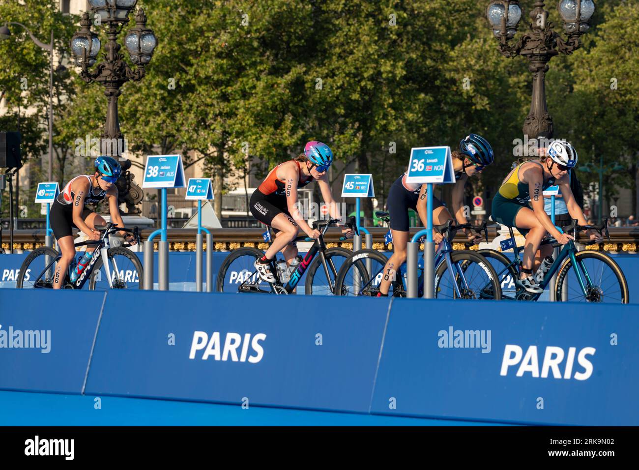 Paris, France 08 17 2023 Paris 2024 triathlon test event. Women