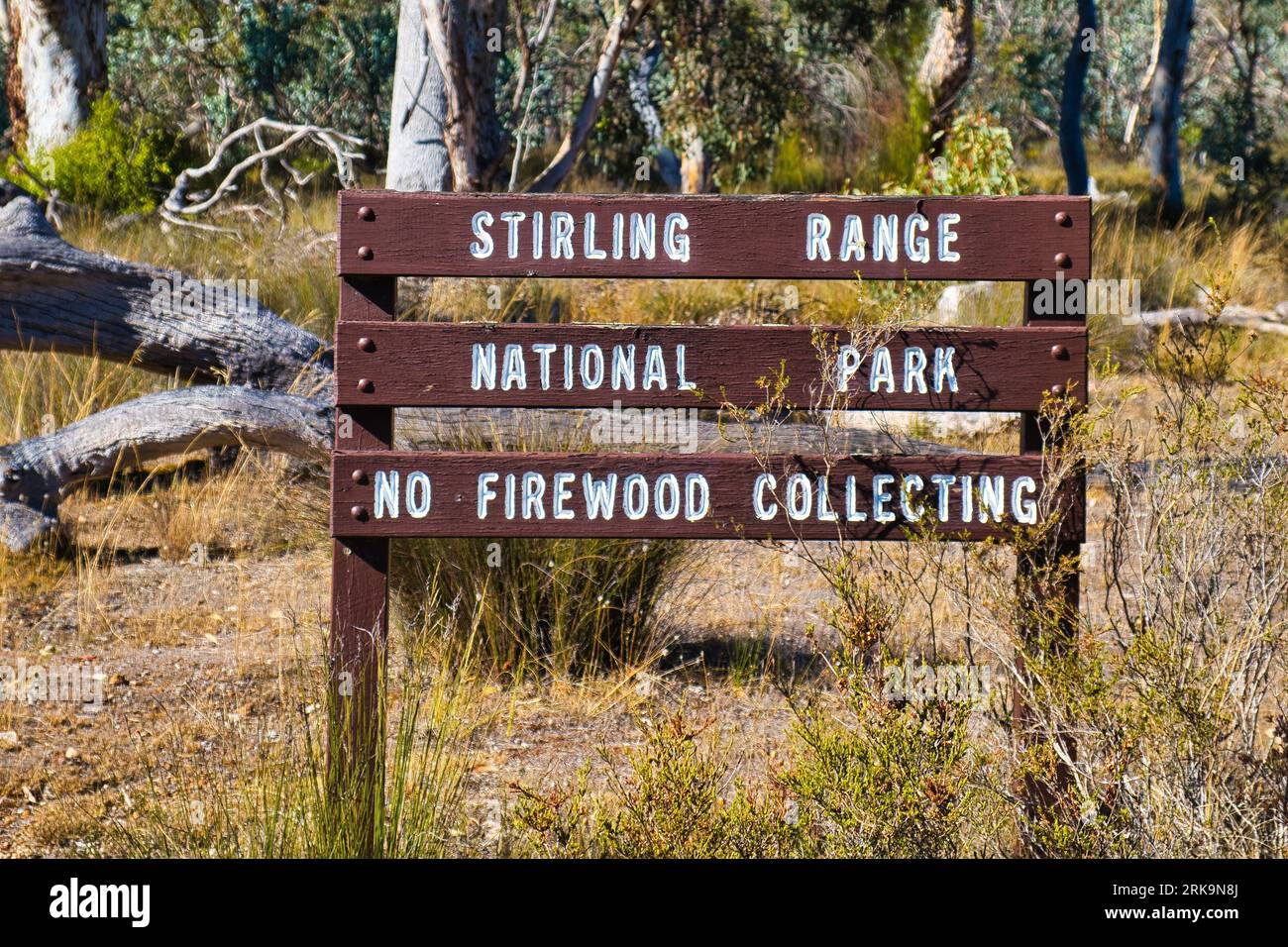 Sign for Stirling Range National Park, Western Australia Stock Photo