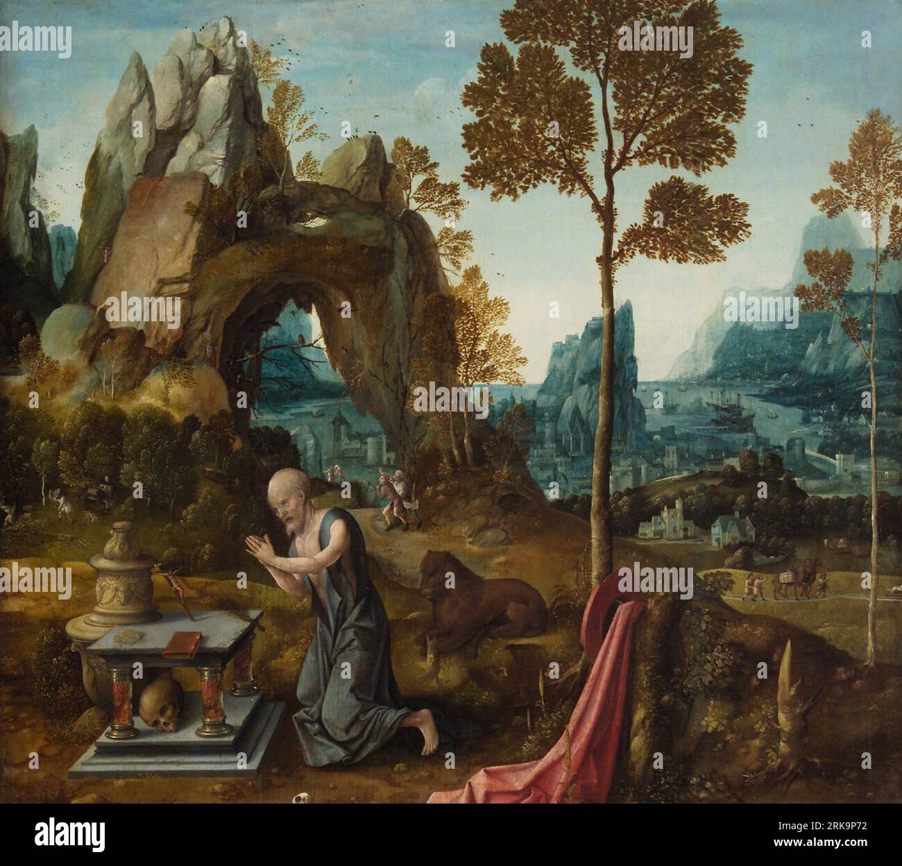 St. Jerome as penitent in a landscape between 1520 and 1525 by Jan de ...