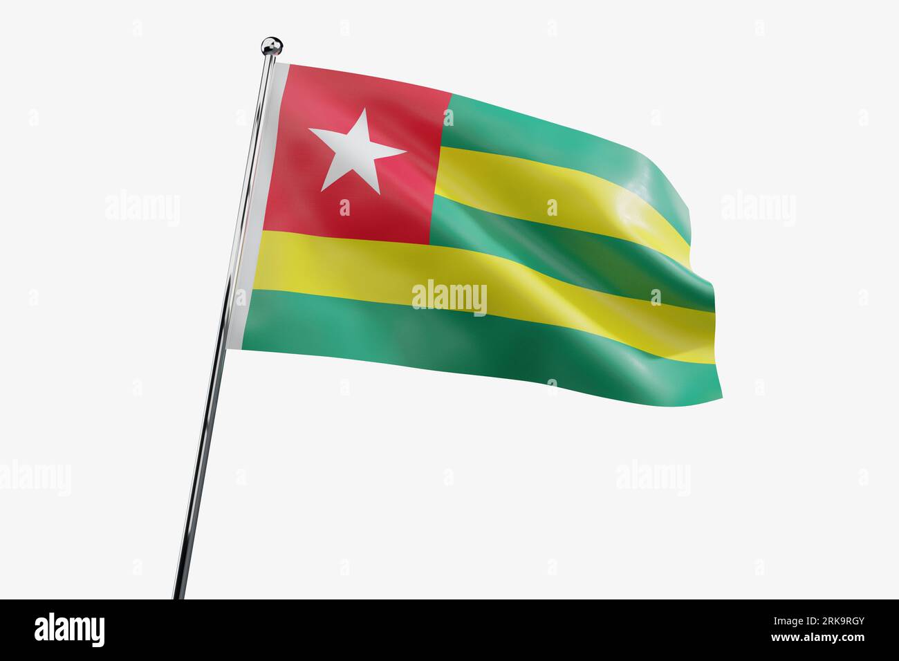 Togo - waving fabric flag isolated on white background - 3D ...