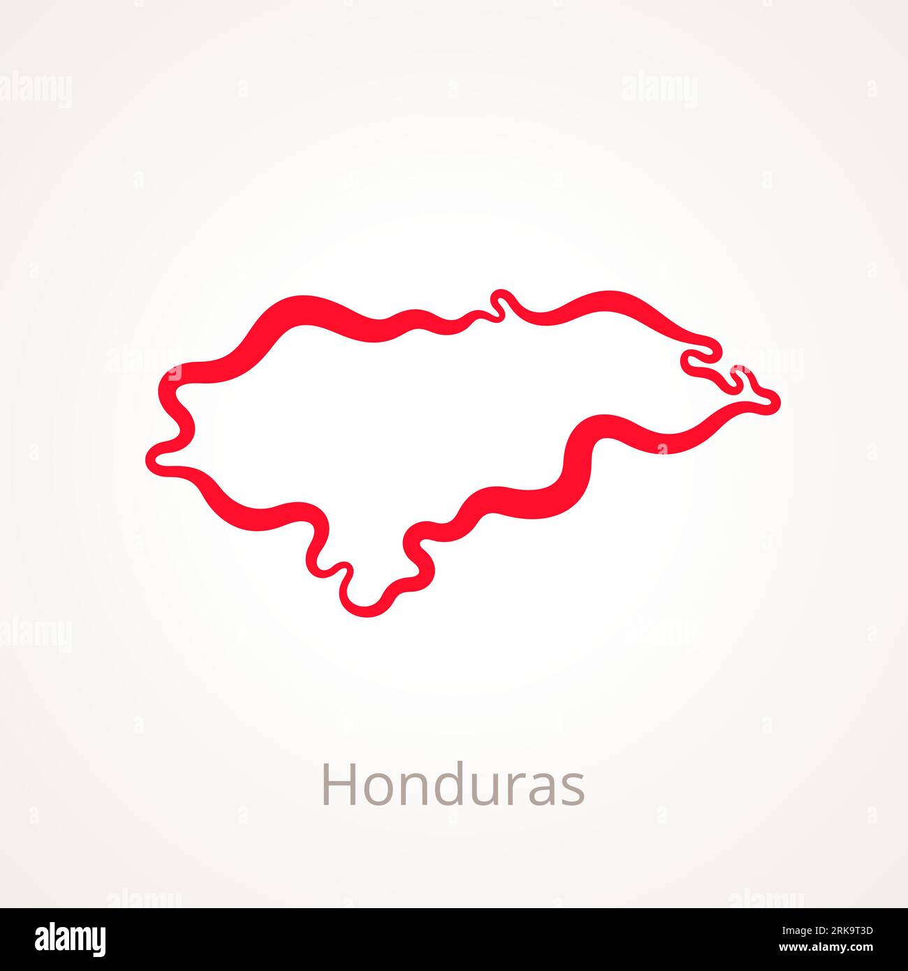 Outline map of Honduras marked with red line. Stock Vector