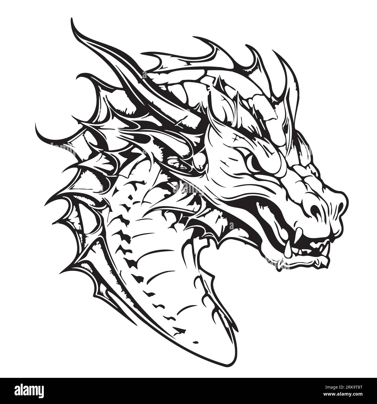 Dragon mystical sketch drawn in doodle style logo vector Stock Vector