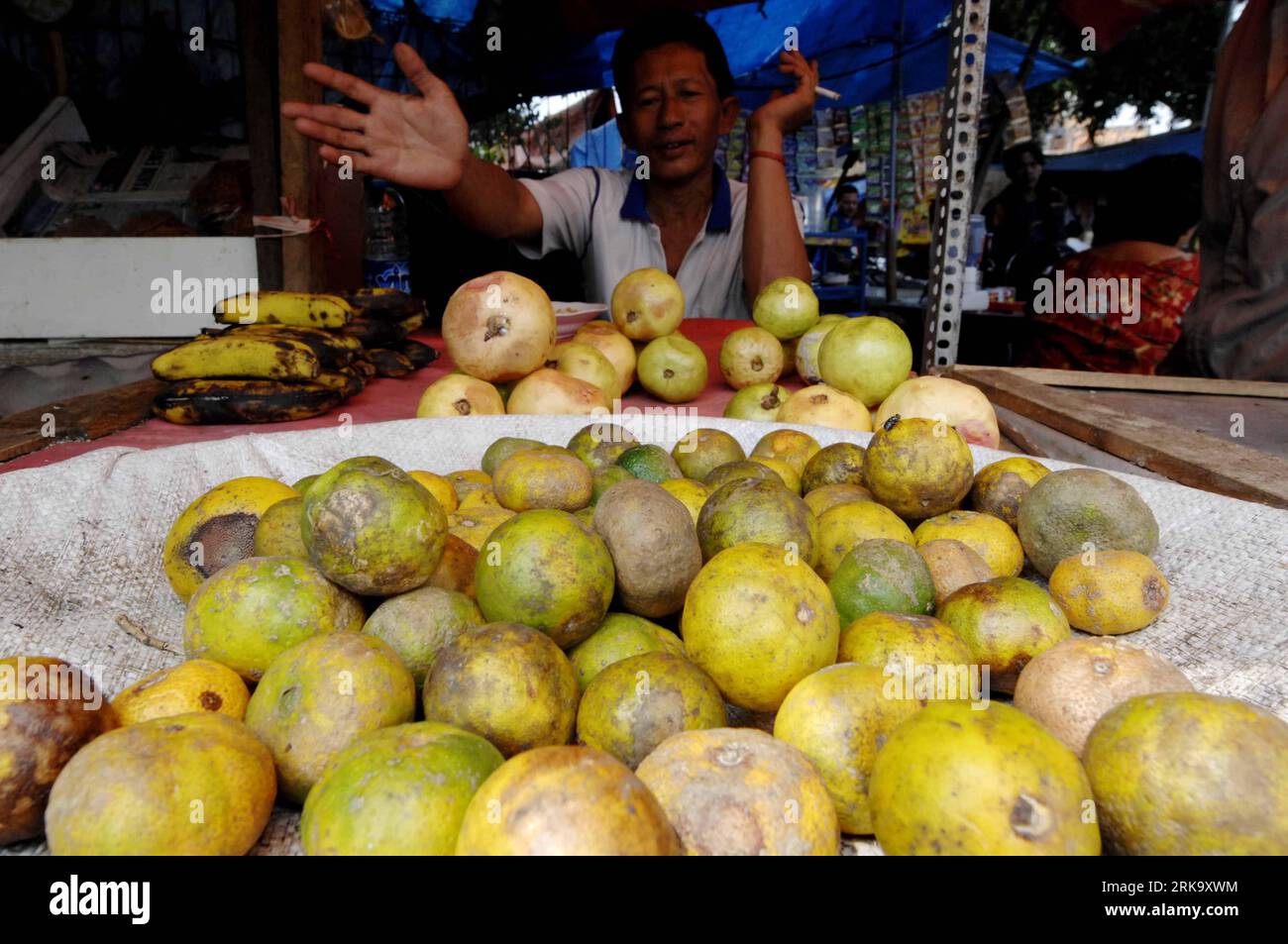 Fruit vendor in jakarta indonesia hi-res stock photography