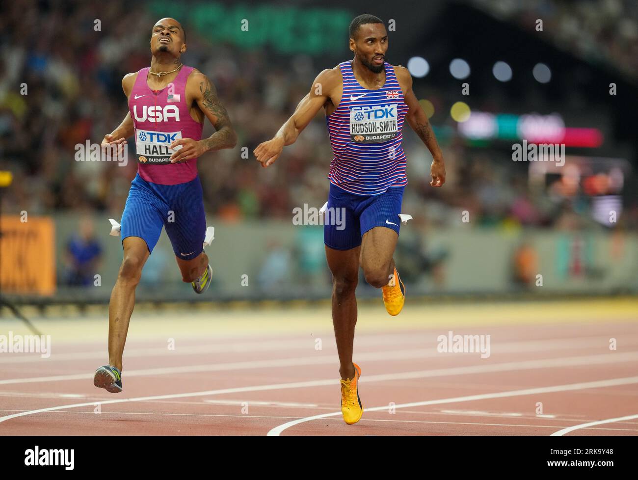 Great Britain’s Matthew HudsonSmith (right) and USA’s Quincy Hall (left) compete in the Men’s