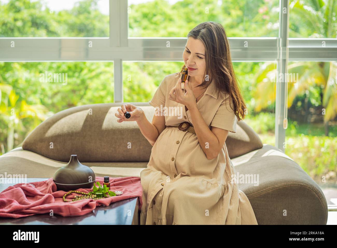 A serene moment captured as a pregnant woman after 40 embraces the