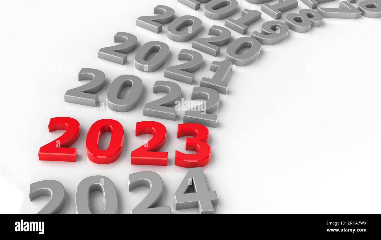 2023 past in the circle represents the new year 2023, three-dimensional rendering, 3D illustration Stock Photo