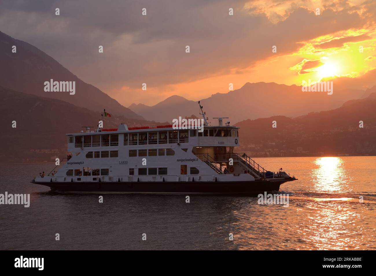 Car ferry boat Traghetto 'Lario', Lake Como (Lago di Como), Italy Stock Photo