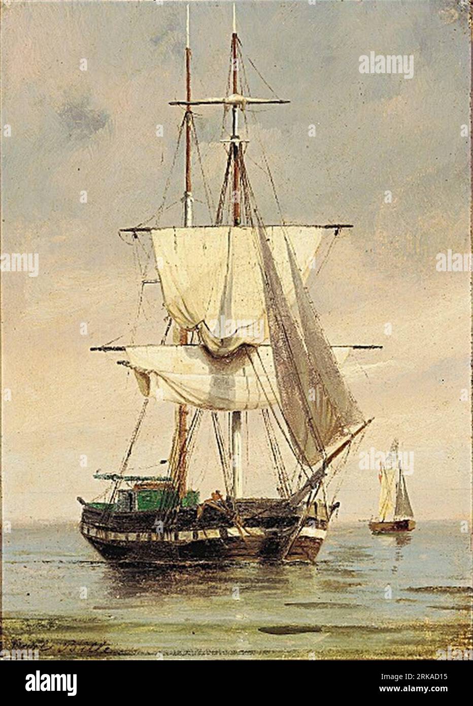 2 sail boats and a house Scene By Carl Martin