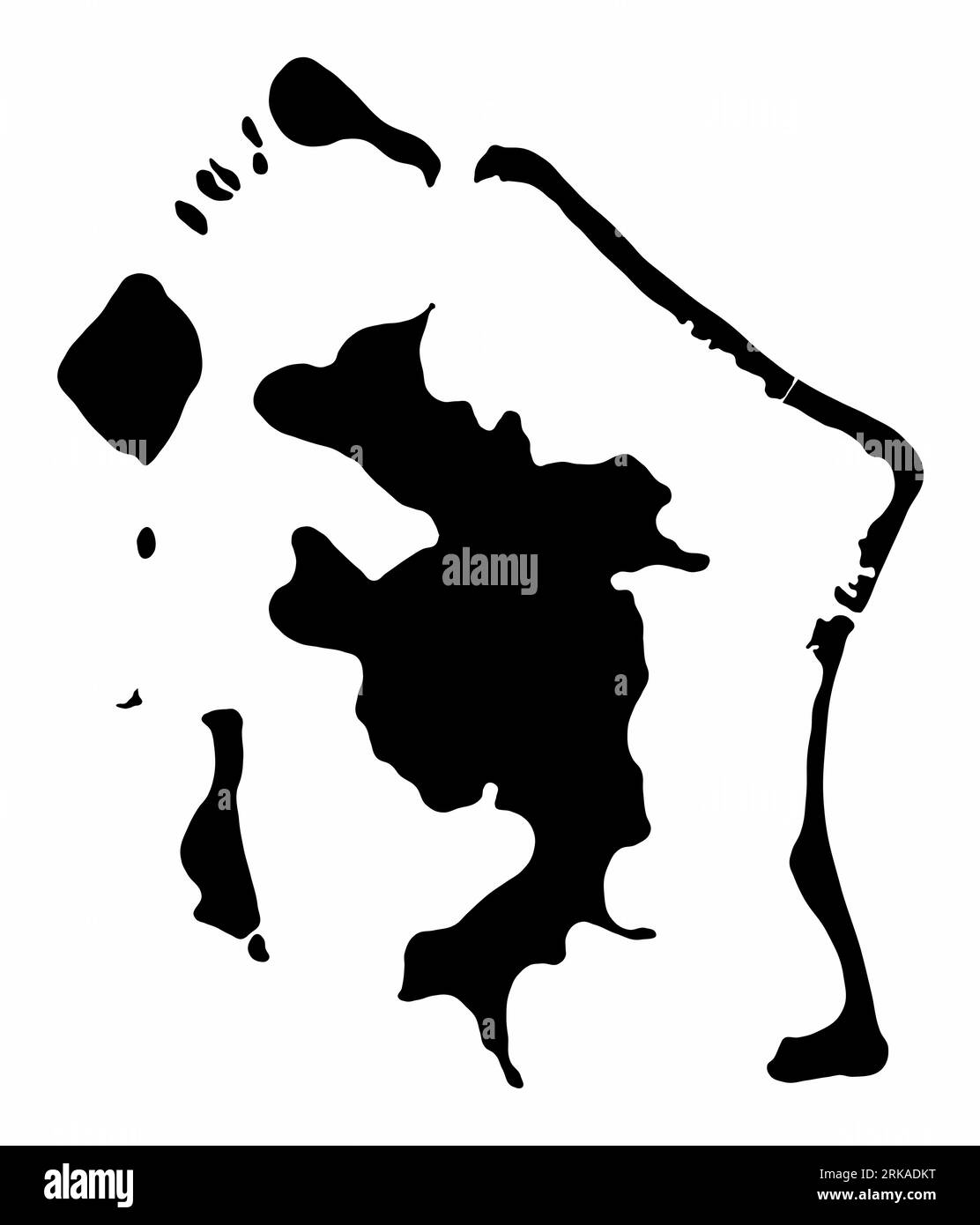 Bora Bora Island map silhouette isolated on white background Stock Vector