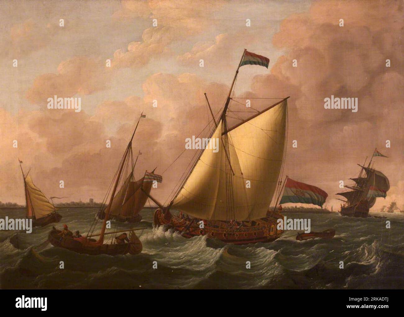 Dutch Ships going before the Wind 1758 by John Cleveley the Elder Stock Photo