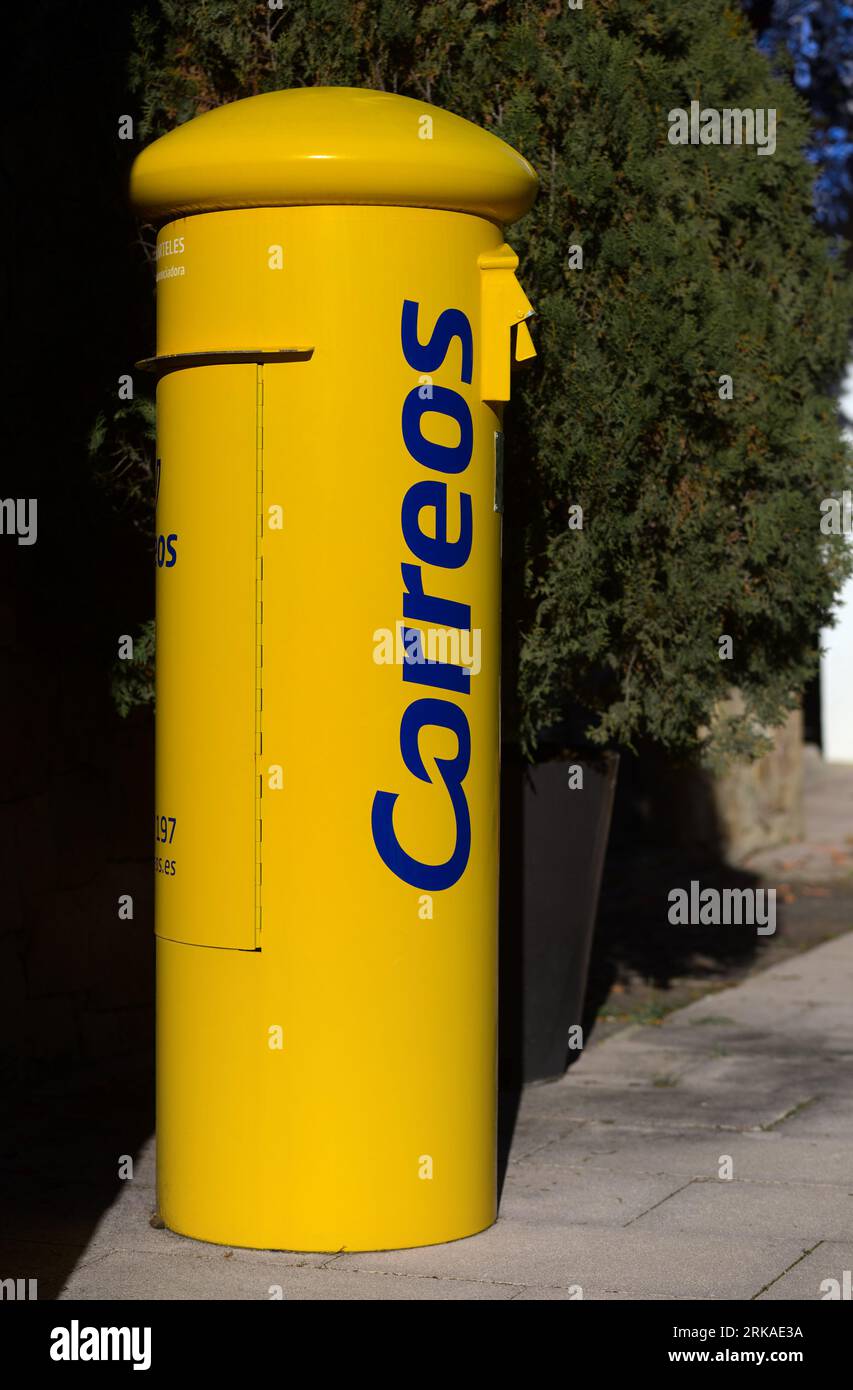 Spanish CORREOS street pillar post mail letter box in spain postal